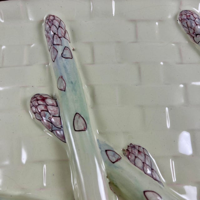 Emile Galle Émile Gallé St Clément Art Nouveau Trompe l'Oeil French Asparagus Plate, 1870 For Sale - Image 4 of 13