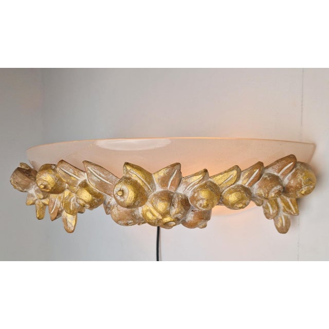 Vintage Bowl Wall Lamps in Goldleaf Murano Glass, Italy, 1970s, Set of 2 For Sale - Image 11 of 18