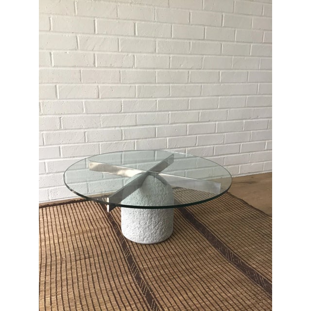 Modern 1970s Saporiti Modern Concrete, Chrome & Glass Coffee Table – Italian Luxury Design For Sale - Image 3 of 6