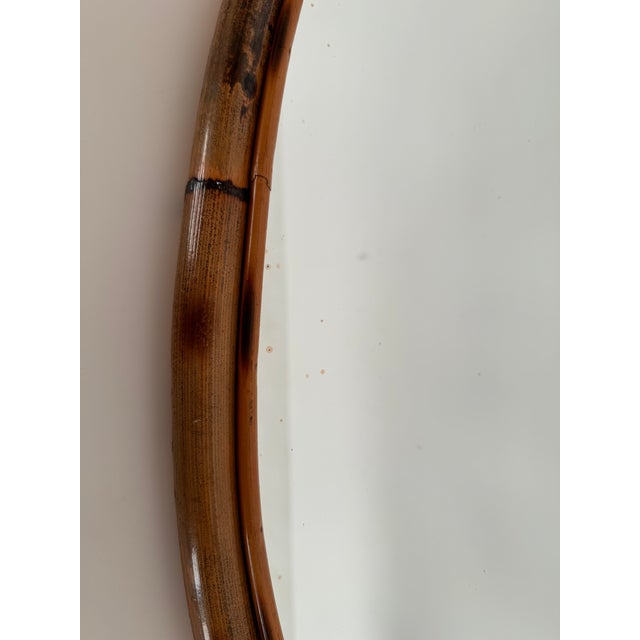 Rustic Large Italian Organic Designer Wall Mirror in Rattan and Bamboo, 1960s For Sale - Image 3 of 13