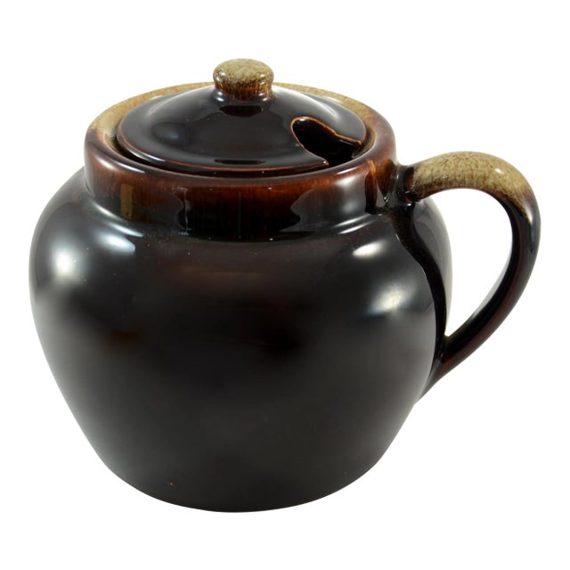 Rustic Round Drip Glaze Bean or Chili Pot For Sale
