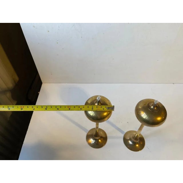 Scandinavian Modern Brass Oil Lamps, 1970s, Set of 2 For Sale - Image 6 of 8