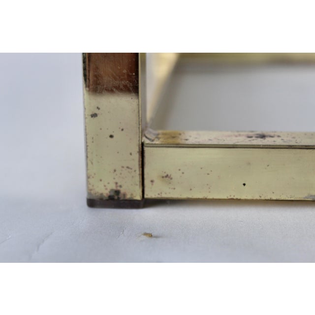 Brass 1970s Milo Baughman Style Brass Gold Glass Rectangular Side Table For Sale - Image 8 of 12