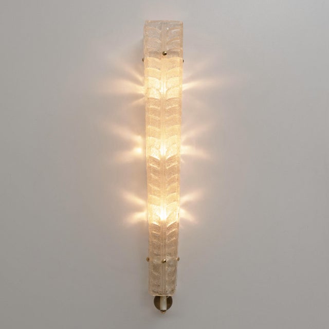 2000 - 2009 Art Deco Brass and Gold Graniglia Murano Glass Sconces, 2000s, Set of 2 For Sale - Image 5 of 9