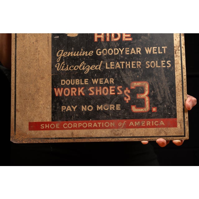 1920s Wm. Penn “Good Shoes for Men” Tin Litho Sign For Sale - Image 5 of 5