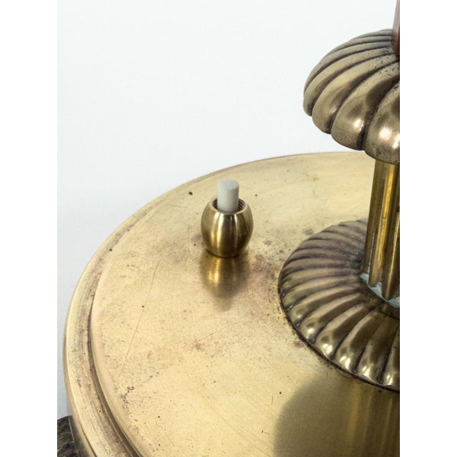 Monumental Table Lamp in Brushed Brass and Mahogany by Harald Notini for Böhlmarks, 1950 For Sale - Image 4 of 13
