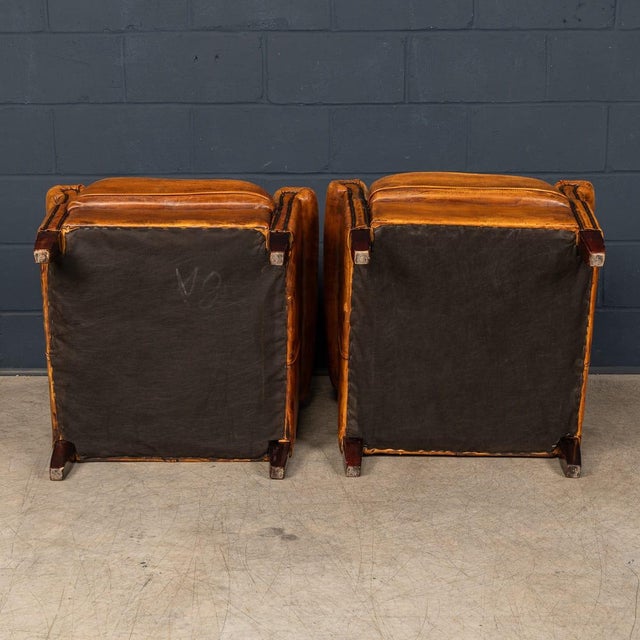 Animal Skin Vintage Dutch Leather Club Chairs, 1980, Set of 2 For Sale - Image 7 of 18