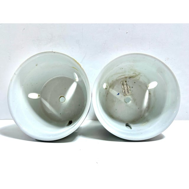 White Pair of 1980s Porcelain Ventilated Orchid Cachepots With Floral Motif For Sale - Image 8 of 12