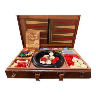 Vintage Lowe Suitcase Game Set With Multiple Games. For Sale