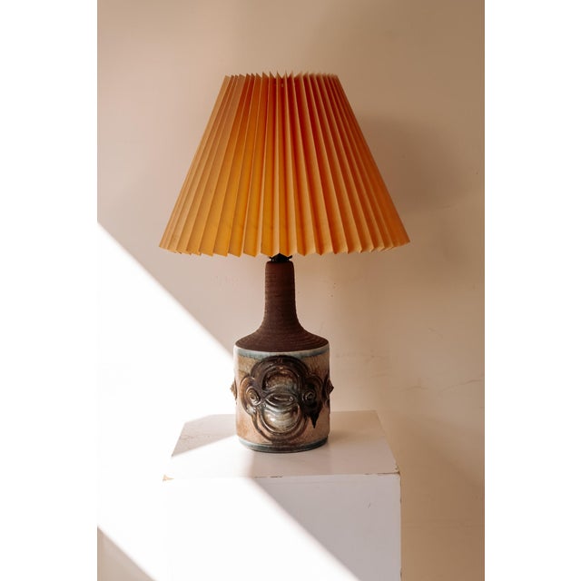 Danish Ceramic Table Lamp by Ib Oluf Hansen with Pleated Shade, 1960s For Sale - Image 6 of 6