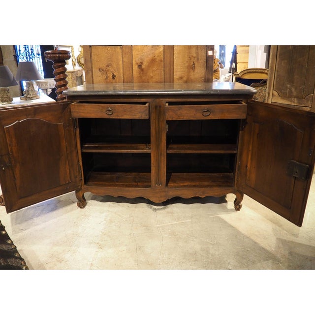 French French Louis XV Lyonnais Walnut Buffet With Original St. Cyr Stone Top, C. 1760 For Sale - Image 3 of 18