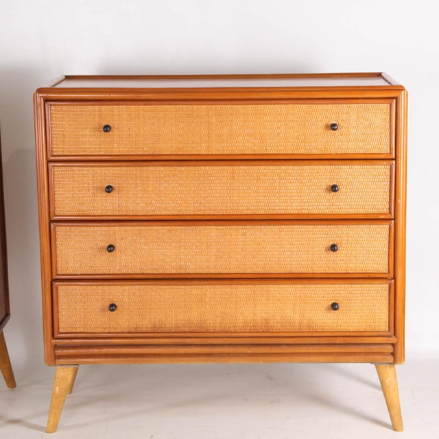 Raffia and Wood Chests of Drawers, 1970s, Set of 2 For Sale - Image 17 of 18