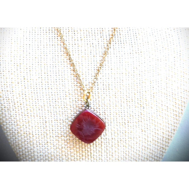 Metal Antique Carnelian Square Fob on Chain, Intaglio Helmeted Soldier For Sale - Image 7 of 12