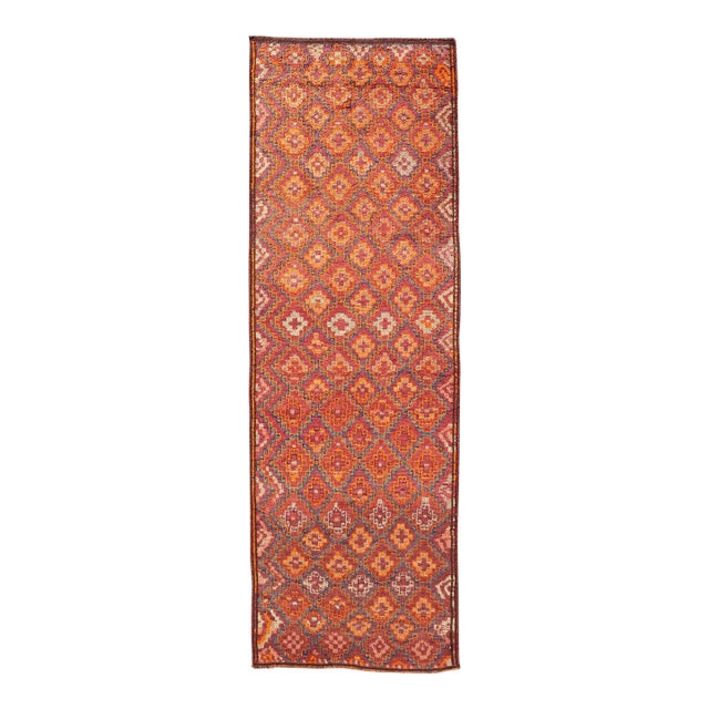Antique Hand-Knotted Baluch Tribal Runner With All-Over Geometric Diamond Design For Sale