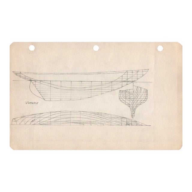 1940s Maine Marine Architectural Drawing on Paper For Sale