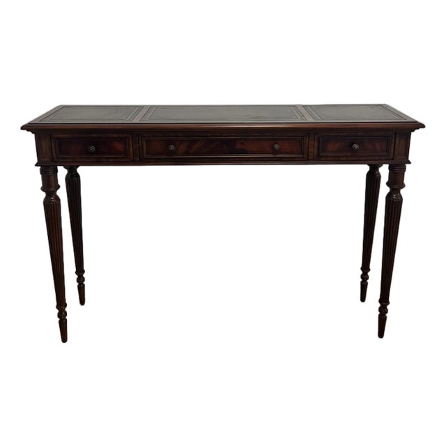 Vintage Maitland-Smith Regency Leather-Embossed Console Table For Sale