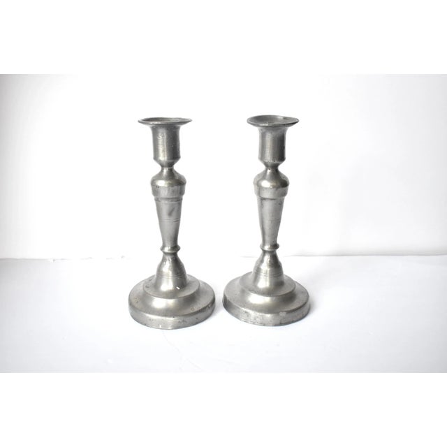 Pair of Antique 18th-Century French Pewter Candle Sticks For Sale - Image 4 of 10