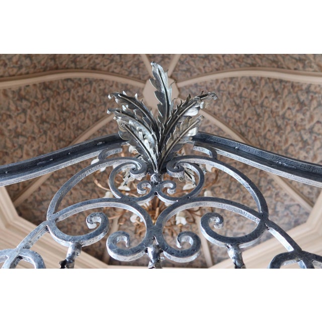 1990s Large Wrought Iron Decorated Silver Wall Gate For Sale - Image 5 of 9