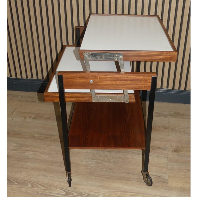 Black Convertible Bar Cart in Teak and Resopal by Hans Gugelot for Wiener Werkstätte, 1960s For Sale - Image 8 of 15