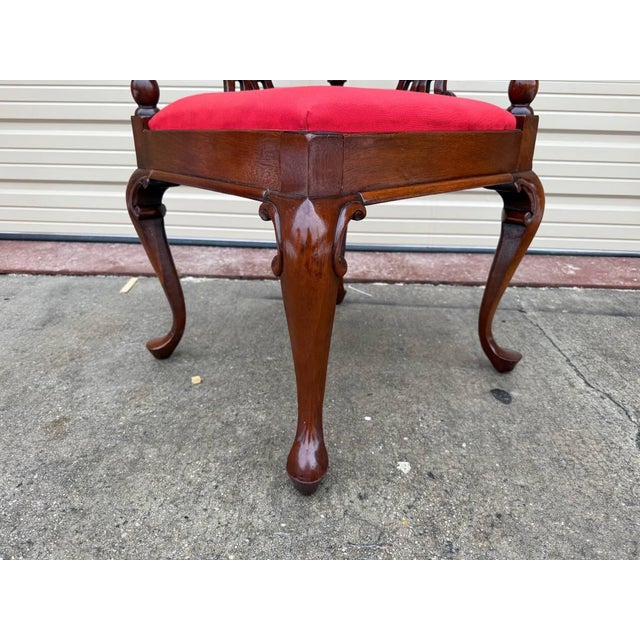 Mid 20th Century Mid 20th Century Vintage Queen Anne Style Mahogany Carved Corner Chair. For Sale - Image 5 of 11