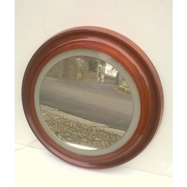 Italian Round Mirror with Teak Frame, 1960s For Sale - Image 6 of 6