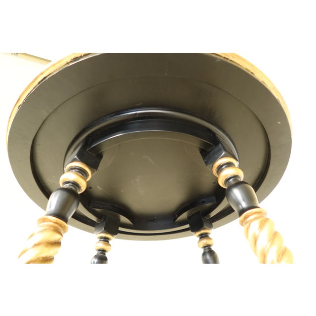Black Regency Style Black & Gold Leather Top Round High Pub Table For Sale - Image 8 of 9