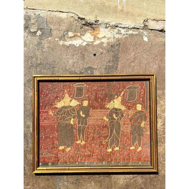 Vintage Asian Original Embroidered Silk Figurative For Sale - Image 12 of 12