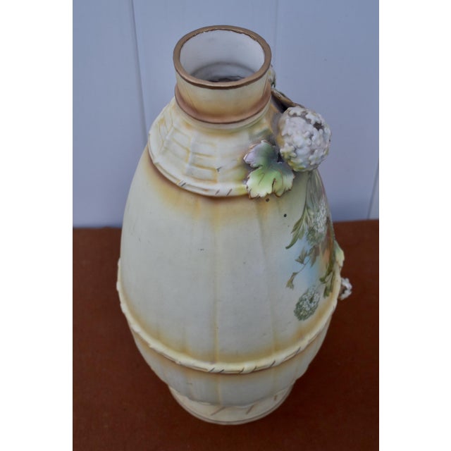 Robert Hanke Porcelain Vase Antique Austria Art Nouveau 3d Floral Encrusted For Sale - Image 11 of 18