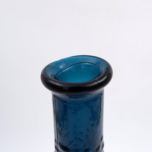 Blue Mid-Century Modern Italian Genie Bottle in Blue Empoli Glass, 1960s For Sale - Image 8 of 12