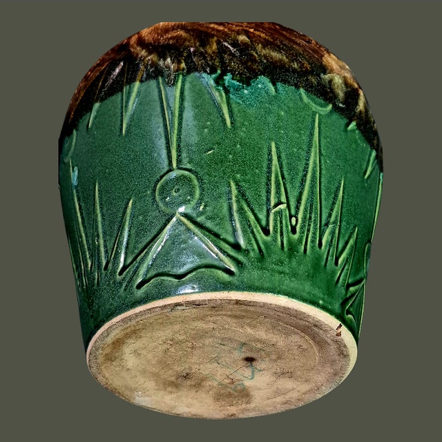 Ceramic Vintage Majolica Robinson Ransbottom Sun & Moon Glazed Pottery Jardinière Planter For Sale - Image 7 of 11