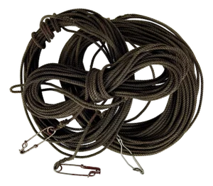 Decorative Vintage Set of 3 Oiled Hemp Duck Decoy Ropes With Metal Hooks