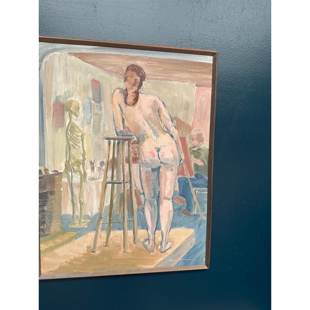 Olle C, Female Model in the Studio, 1977, Oil Painting on Canvas, Framed For Sale - Image 14 of 18