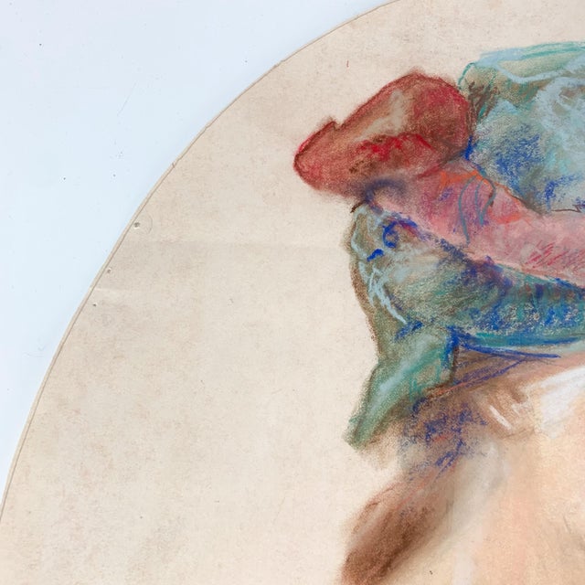 Incredible one of a kind vintage portrait on paper in pastels from artist Judy Horowitz. Lovely lady with head dress /...