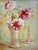Marie Anna Bommer (American 1905 - 1996) Art Deco watercolor floral still life painting of peonies in a vase. Wonderful...