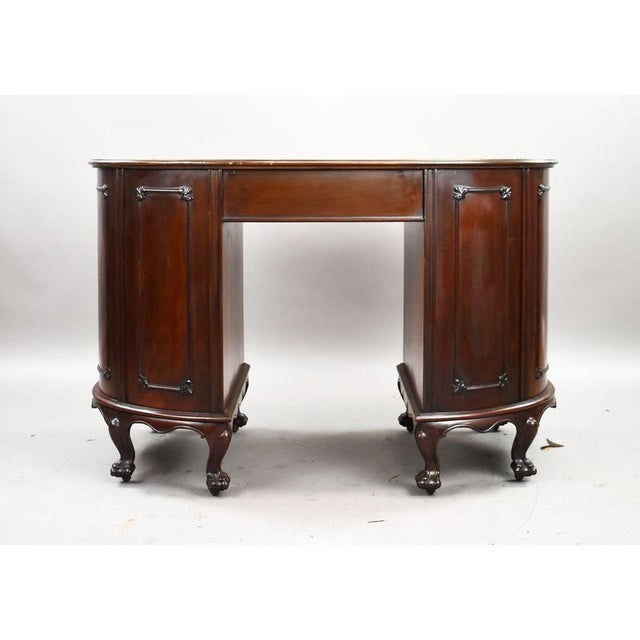 Late 19th Century Victorian Mahogany Kidney Shaped Desk, 1870 For Sale - Image 5 of 12