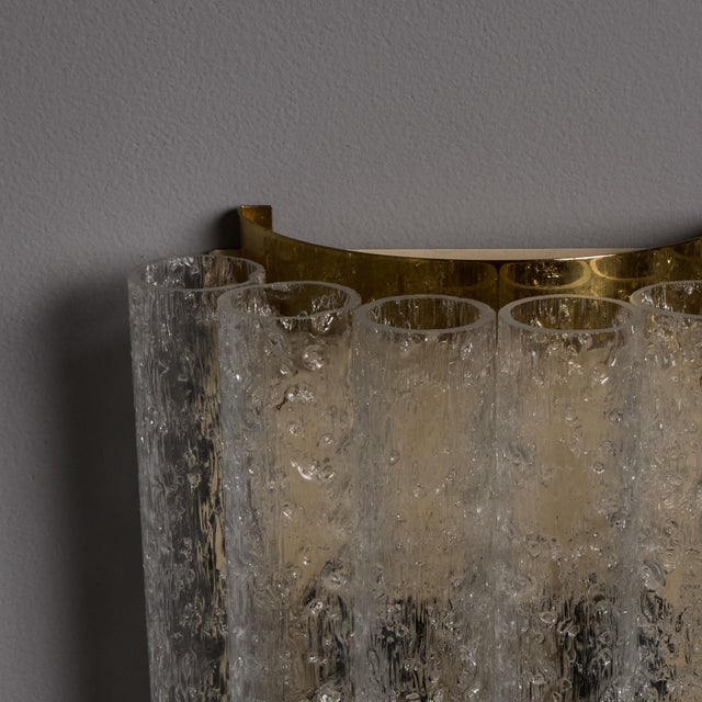 1970s Doria Leuchten Brass and Ice Glass Wall Lamps - a Pair For Sale - Image 13 of 17
