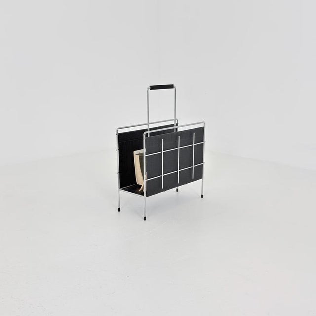 Metal Mid-Century Modern Bauhaus LP & Magazine Rack by Erik Höglund, Sweden, 1960s For Sale - Image 7 of 11