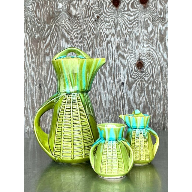 Ceramic Vintage Mid-Century Modern Marcia of California Glazed Ceramic Coffee Service- 3 Pieces For Sale - Image 7 of 12