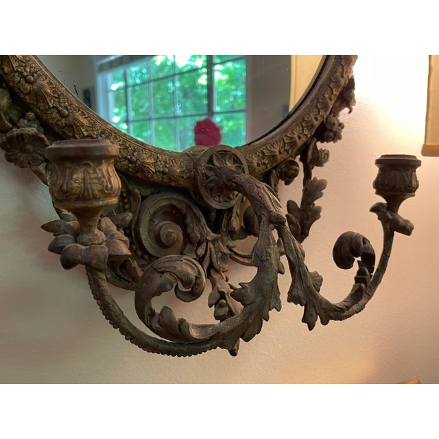 Antique 1830s Giltwood and Gilded Gesso Girandole Mirror For Sale - Image 4 of 7