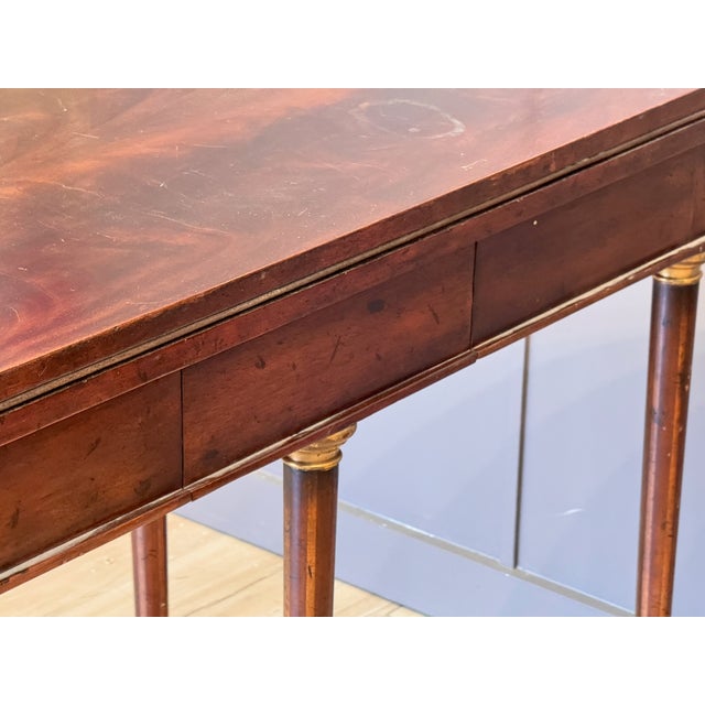 Louis XVI Style Mahogany and Brass Card Table For Sale - Image 9 of 16