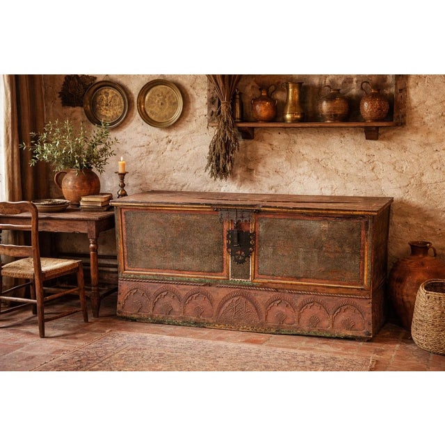 Antique Spanish Painted Chest with Mudéjar and Moorish Influence, 1800 For Sale - Image 11 of 11