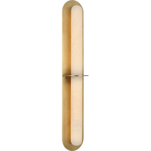 Kelly Wearstler for Visual Comfort Signature Fosse 28" Linear Tube Sconce in Antique-Burnished Brass with Alabaster