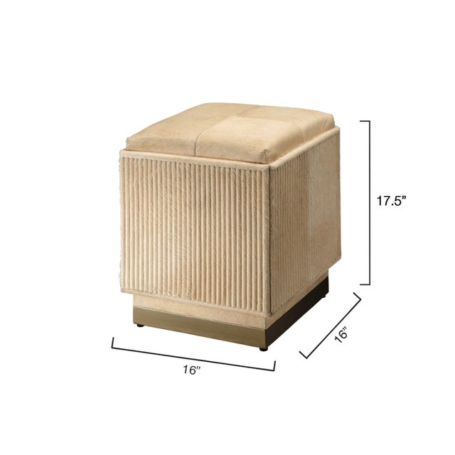 Hollywood Regency Jamie Young Easton Ottoman, Tan Hide For Sale - Image 3 of 5