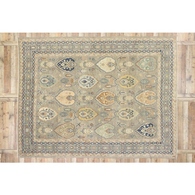 Gray Soft Earth-Tone Turkish Oushak Rug, 09'04 X 12'02 For Sale - Image 8 of 9