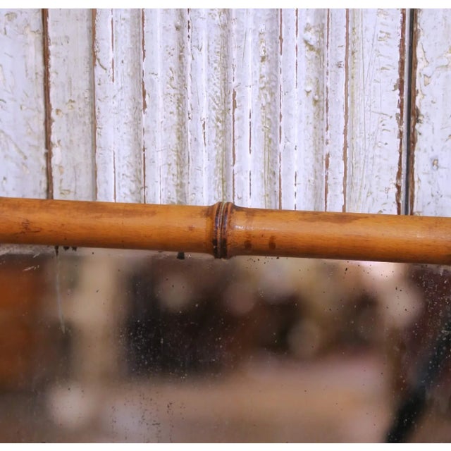 French Early 20th Century French Hand Carved Walnut Faux Bamboo Wall Mirror For Sale - Image 3 of 8