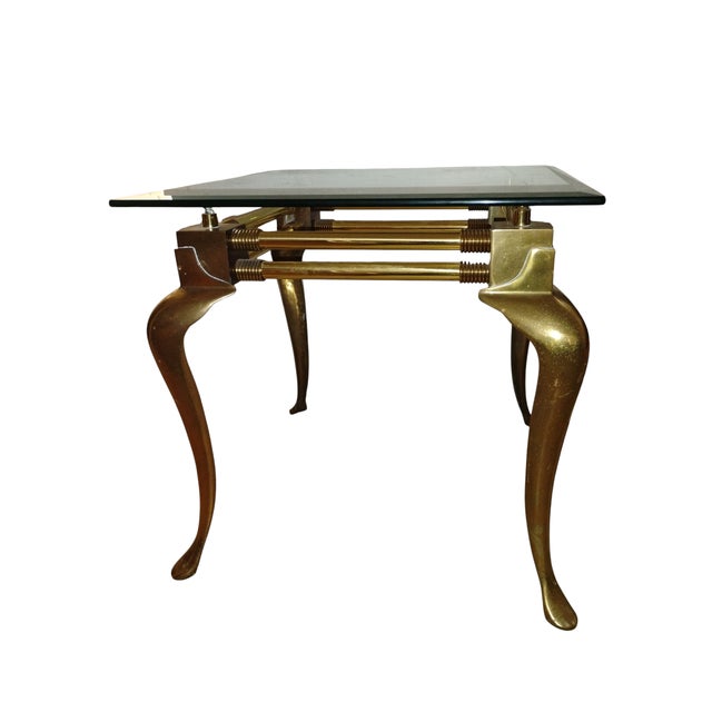 Exquisite 1960 Vintage Brass and Glass Table in the Sophisticated Hollywood Regency Style by LaBarge For Sale - Image 12 of 12