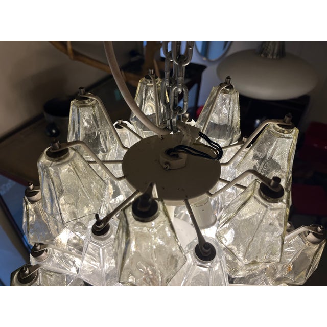 Metal Vintage Poliedri Chandelier by Venini, Venice, Italy, 1950s For Sale - Image 7 of 11