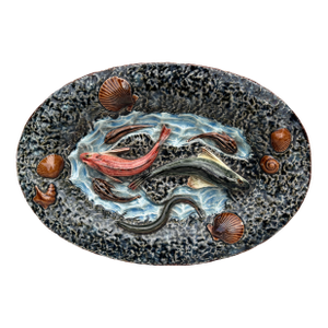 19th Century Majolica Palissy Fishs Wall Platter