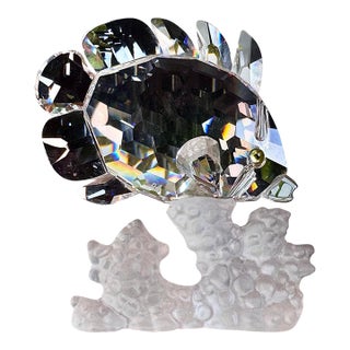 Vintage Swarovski Crystal Butterfly Fish on Coral For Sale