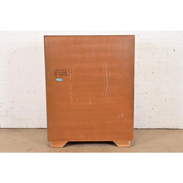 Drexel Heritage Hollywood Regency Campaign Walnut Gentleman's Chest or Armoire Dresser For Sale - Image 11 of 12